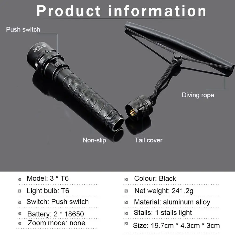 12000lumens Professional Diving Flashlight Torch 3*T6 Underwater 200 meter Diving linternas Waterproof Light Lamp for Camp/Dive 12000lumens Professional Diving Flashlight Torch 3*T6 Underwater 200 meter Diving linternas Waterproof Light Lamp for Camp/Dive