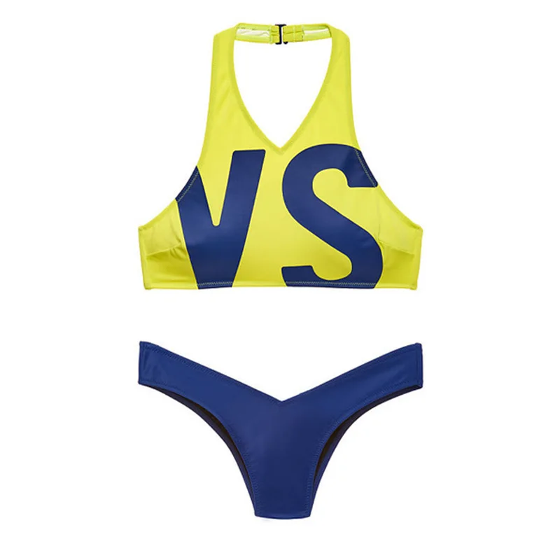 

VS Letter Printed Two Piece Swimwear 2017 Sexy Bikinis Women Padded Swimsuits Brazilian Summer Suit Biquinis maillot de bain