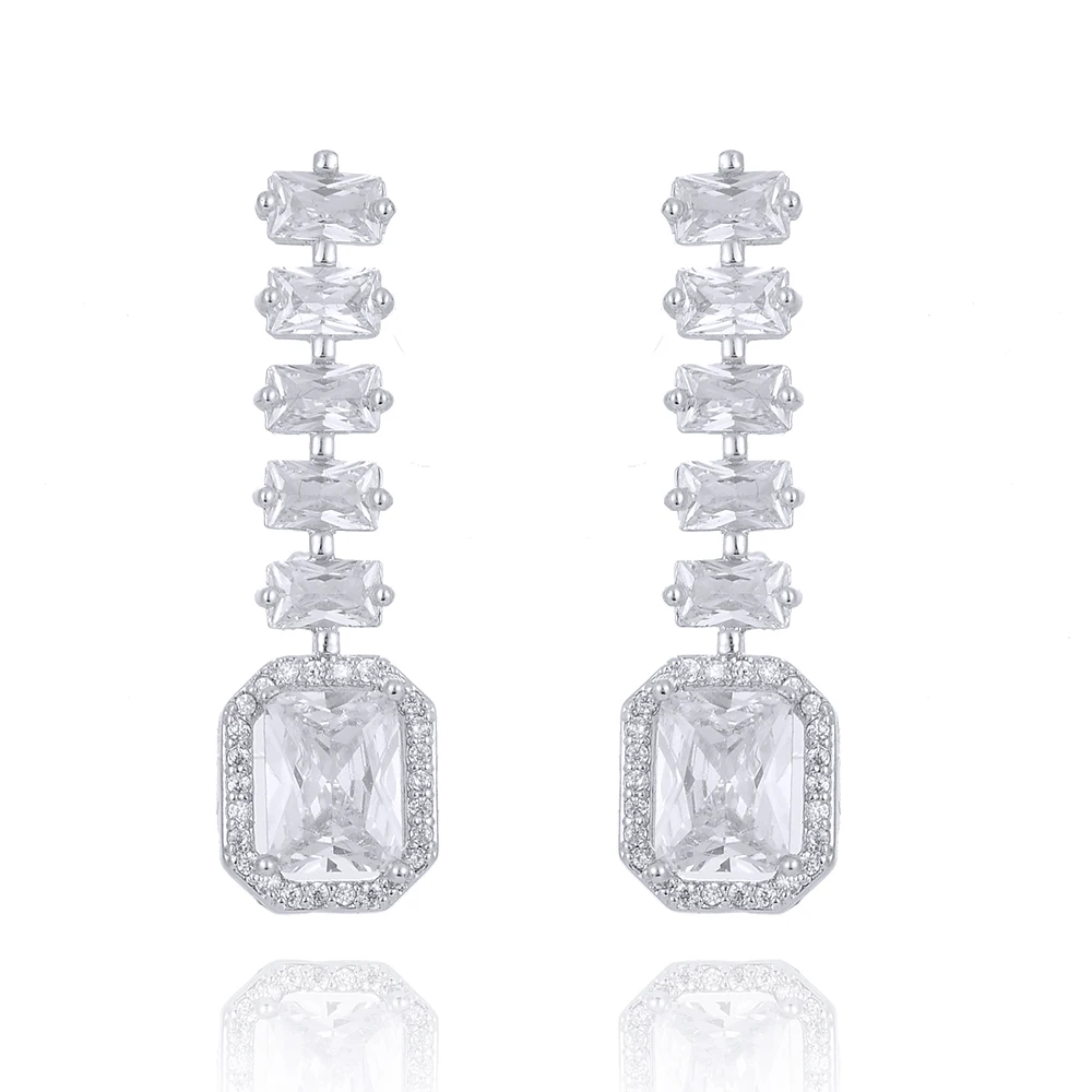 

GODKI Square Elegant Design Geometry Trendy Green Cubic Zirconia American Wedding Party Earring Jewelry for Women