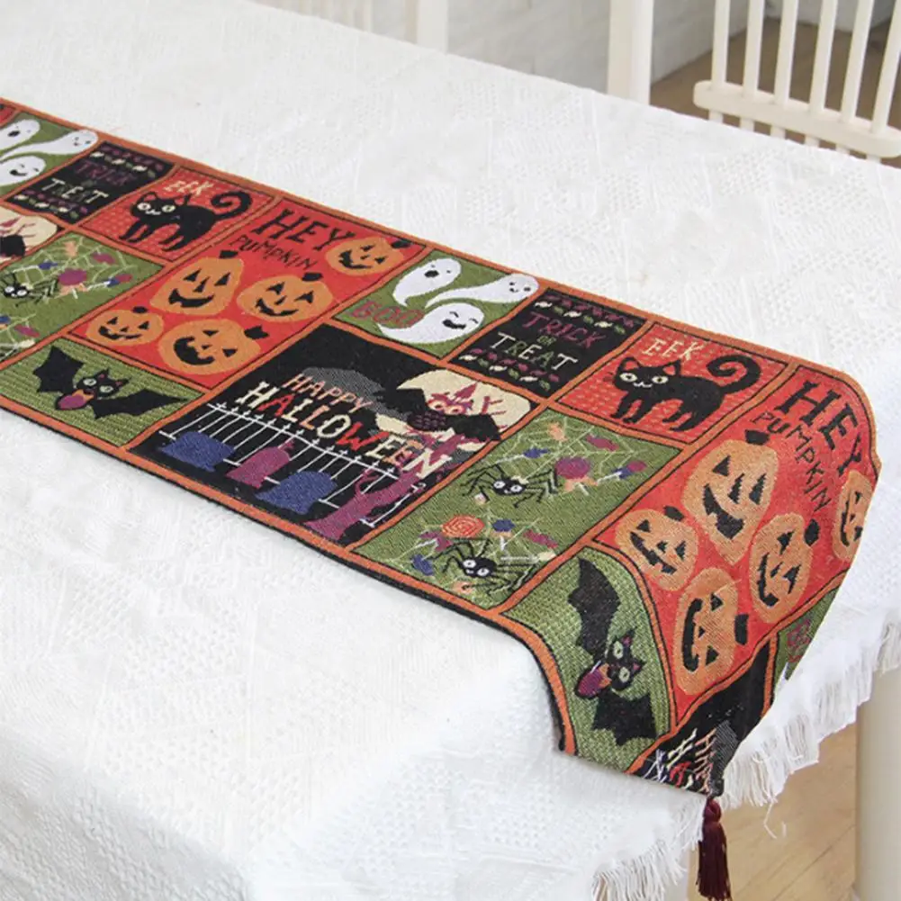 

Halloween Place Mat Table Flag Placemat Funny Ornament Bat Pumpkin Tablecloth Holiday Home Decoration Bed Flag Accessories Tools