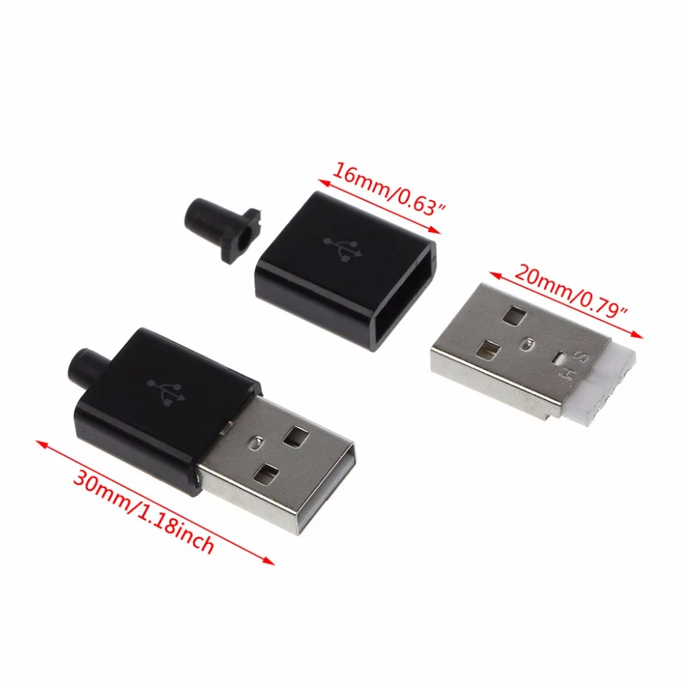 

10 Pcs OOTDTY DIY USB 2.0 Type A Male 4P Adapter Connector Plug Socket with Plastic Shell New