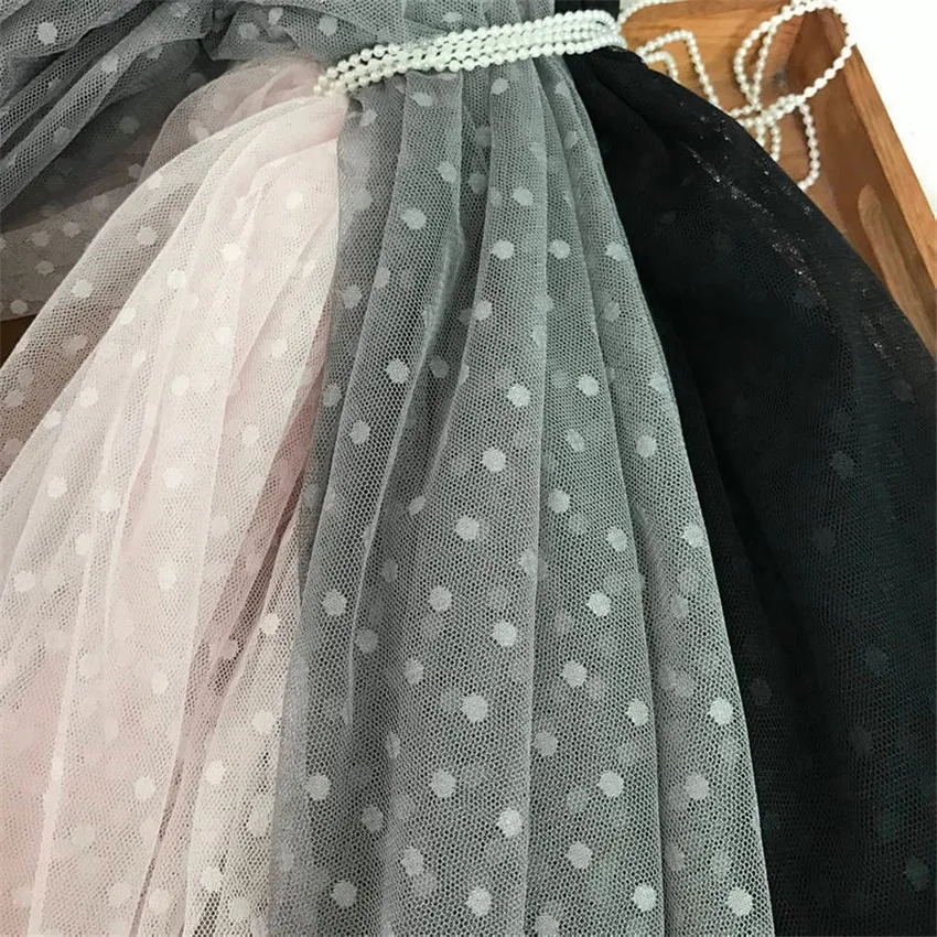 5 ярдов розовый черный/белый Тюлевая сетчатая кружевная ткань узор в горошек DIY ручной работы для невесты для свадьбы