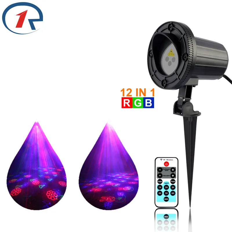 

ZjRight Laser Stage Light IR Remote 12 patterns Red Green Blue Outdoor gala party lights KTV bar dj Xmas act projection lighting