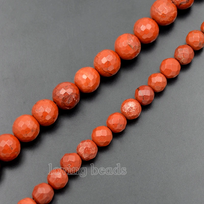 

5Strands/Lot Faceted Natural Red Stone Gems Stones Round Spacer Loose Beads 15.5" Diy 4mm 6mm 8mm 10mm