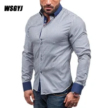 Мужская рубашка бренд мужские рубашки с длинными рукавами Повседневные полосатые деловые повседневные цветные приталенные рубашки XXXL