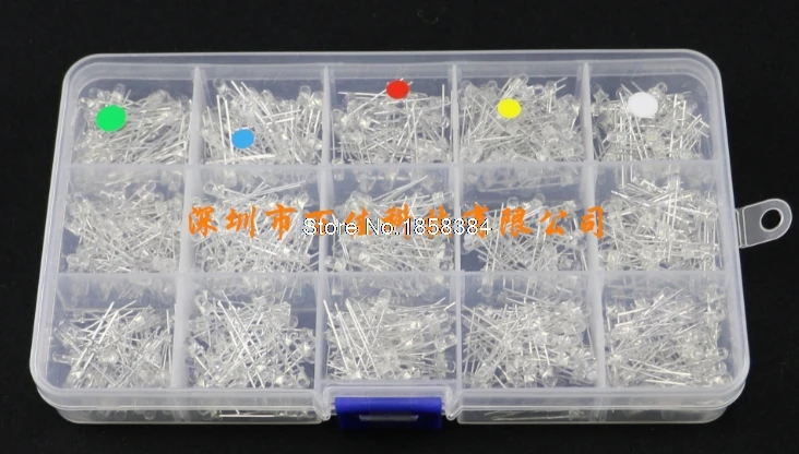 750pcs/lot 3MM Led Kit With Box Mixed Color Red Green Yellow Blue White Light Emitting Diode Assortment 150PCS Each New | Освещение