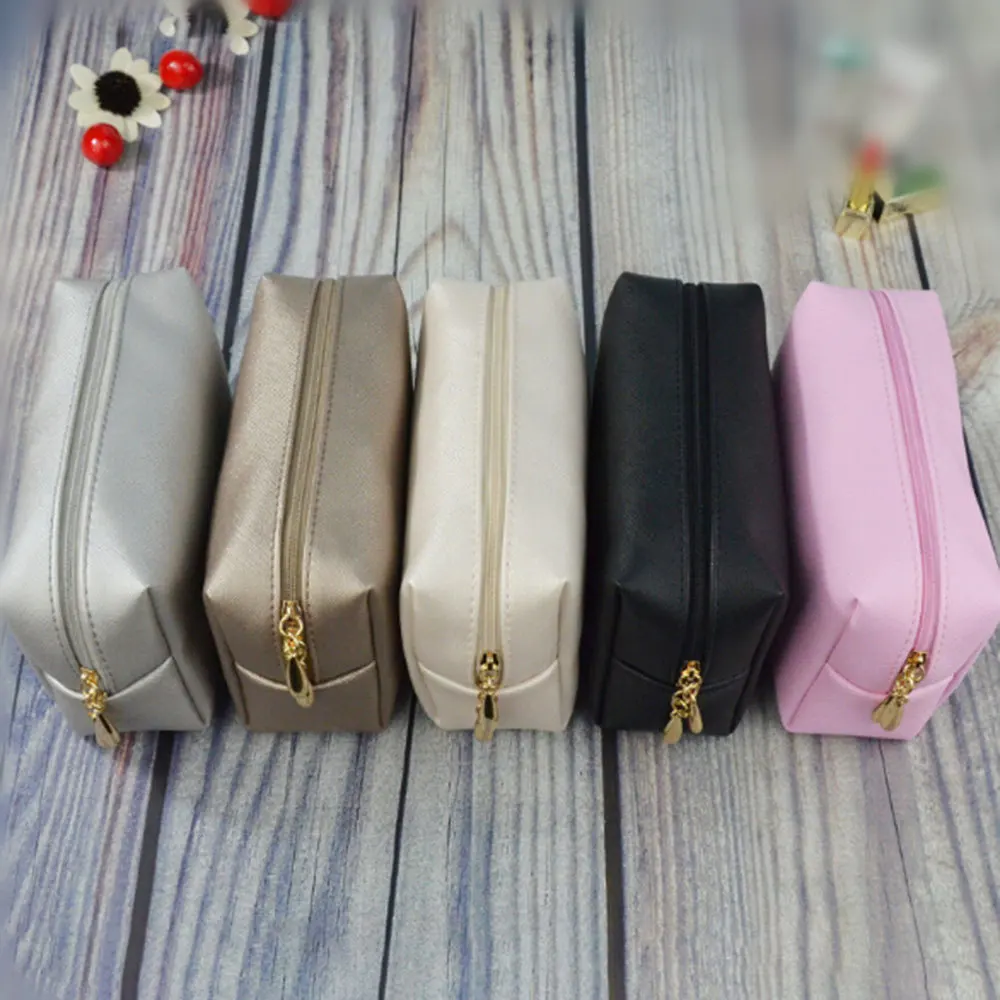 

1 pc Leather Zipper Cosmetic Bag Women Simple Travel Beauty Case Portable Wash Makeup Bag Make Up Organizer Holder dropshipping