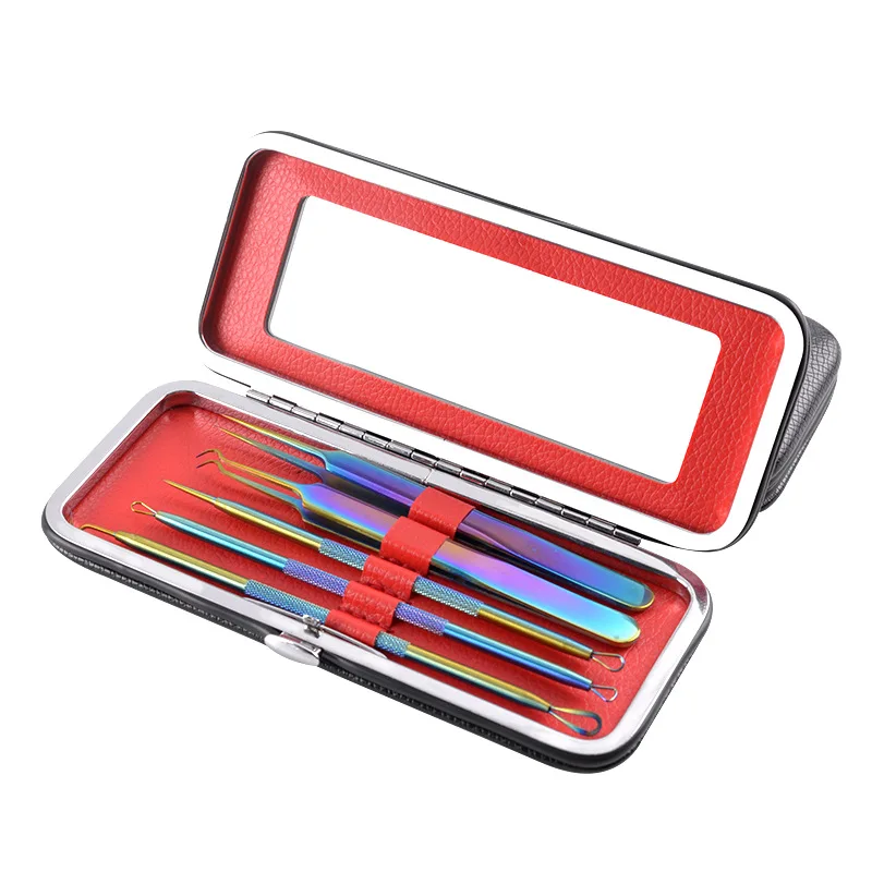 5 pcs Point Noir Whitehead Remover Outil Kit Acné Comédon Extracteur