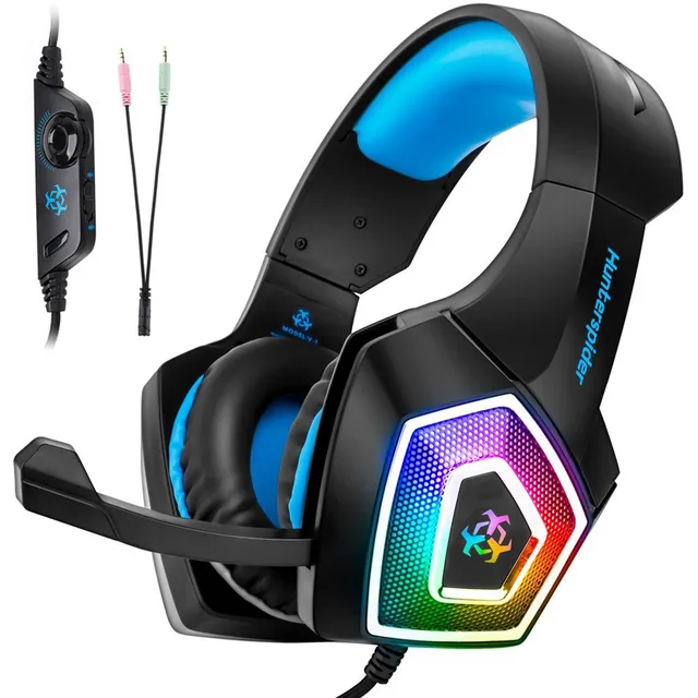 Hunterspider V1 Wired Gaming Headset 7 Color LED Lights Low Distortion