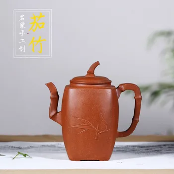 

Sandpot Shadow Raw Ore Down Slope Mud Really Dark-red Enameled Pottery Teapot Yixing Famous Pure Manual Square Eggplant Teapot