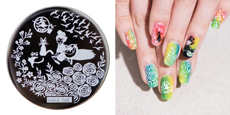 新しいスタンププレートhehe68花バラアニメ魔女の宅急便サービスリトル魔女ネイルアートスタンプテンプレート画像転送スタンプ Nail Art Stamp Art Stampart Stamp Template Aliexpress