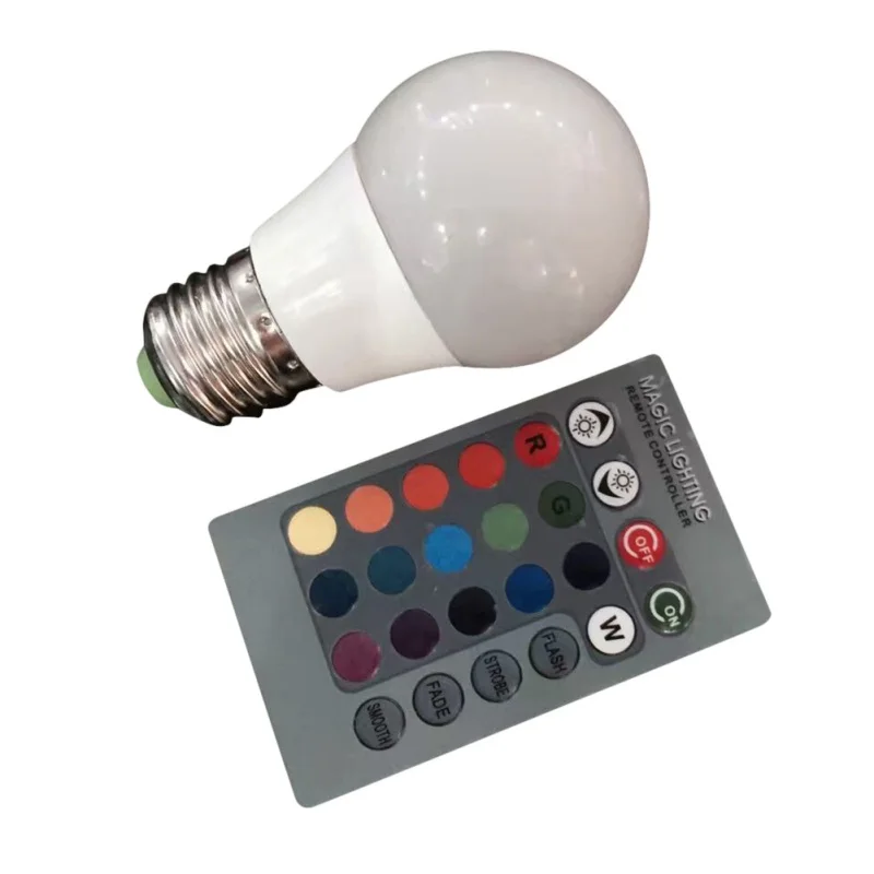 

LED Remote Control Bulb Adjustable Colorful Color Light 16 Colors 24 Keys Infrared Remote Control Home Room Decoration