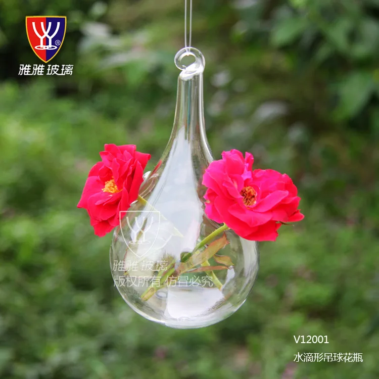 

Crystal transparent glass vase hanging drop type lobbing vase crafts