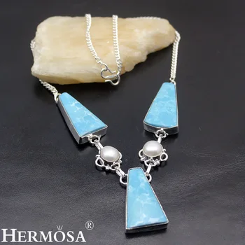 

HERMOSA Jewelry Unique Fashion Semi-Precious Stones 925 Sterling Silver Women Necklace 19 inches LM64