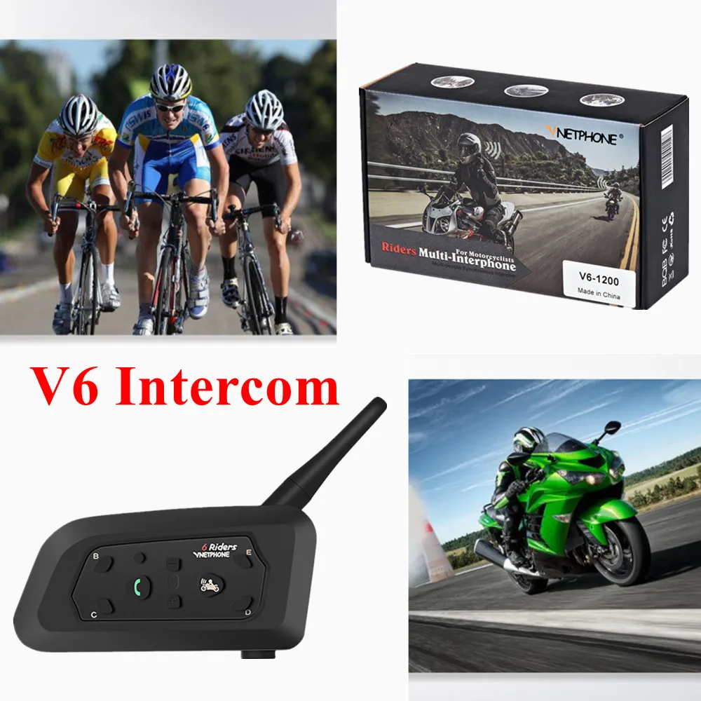 

V6 Interphone Motorcycle Bluetooth Helmet Headsets Intercom for 6 Riders MP3 GPS Bluetooth Headset Wireless Intercomunicador
