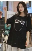 676black Корейский Стиль Материнство Мода печатных беременных женщин хлопок Футболка короткий рукав пуловер для беременных свободные топы Тройники оптом - Цвет: 676black