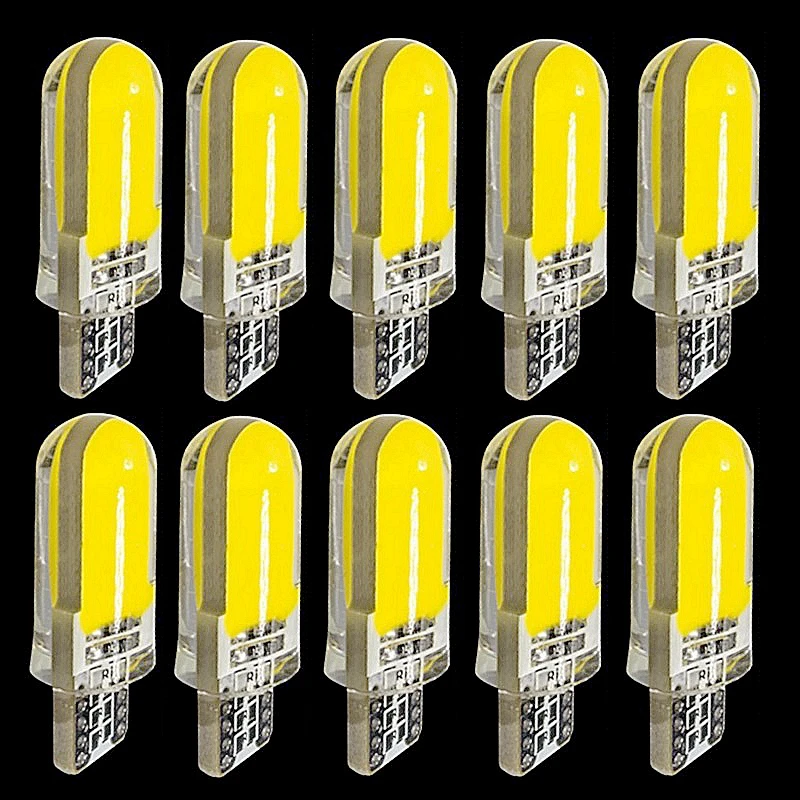 10 шт. T10 W5W 2825 WY5W 12 чипов COB светодиодный силикагель водонепроницаемый клиновидный