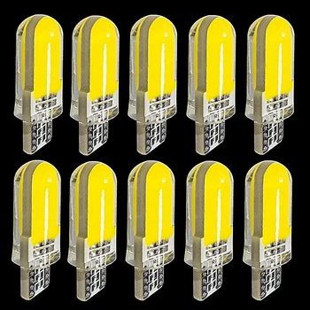 

10PCS T10 W5W 2825 WY5W 12Chips COB LED Silica Gel Waterproof Wedge Light 501 Silicone Shell Car Marker Lamp Auto Turn Side Bulb