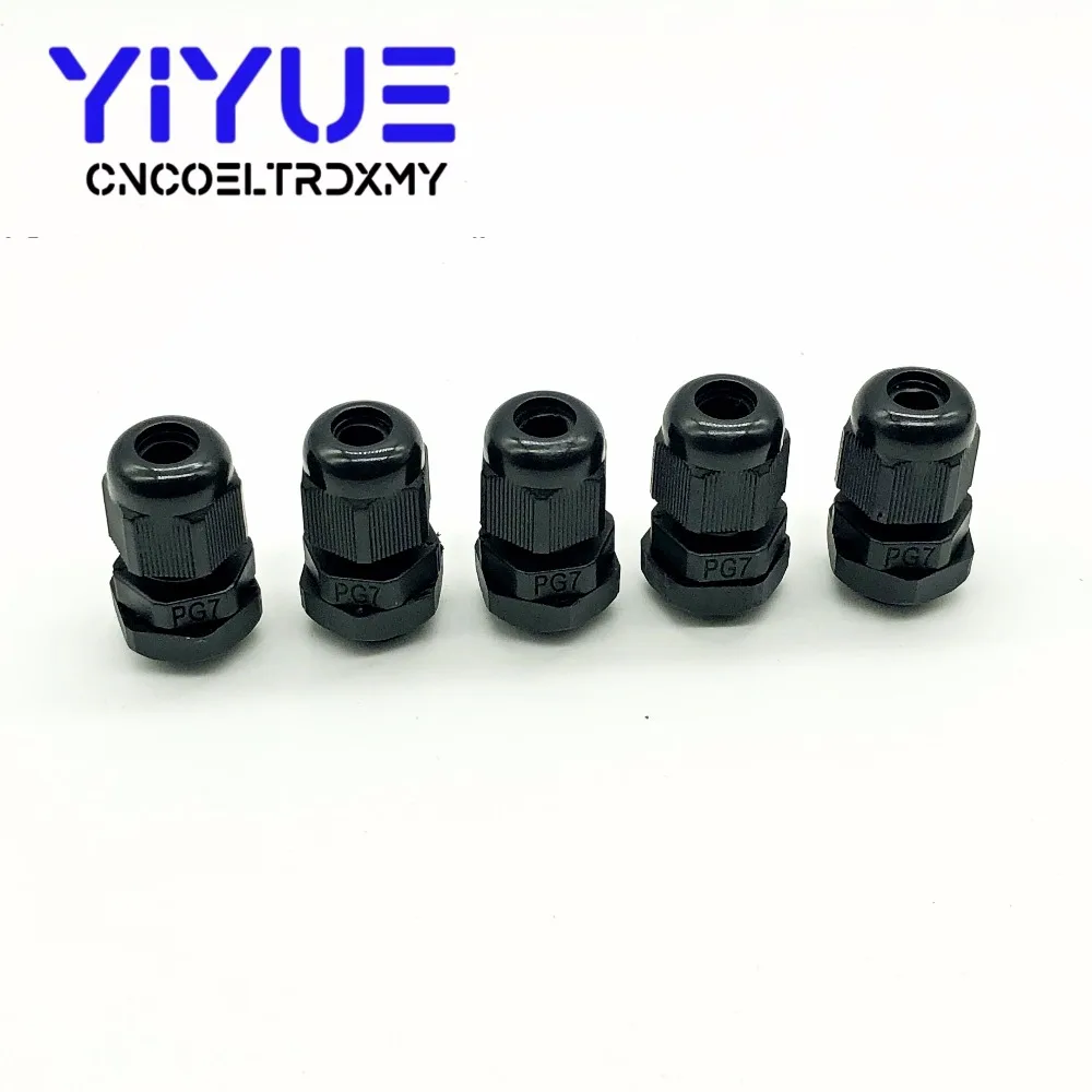 

10/20pcs IP68 PG7 for 3-6.5mm Wire Cable CE White Black Waterproof Nylon Plastic Cable Gland Connector