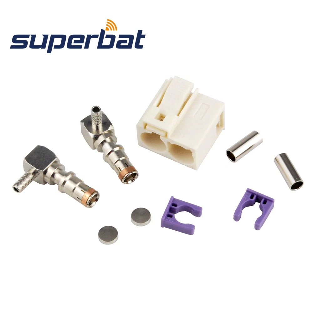 Superbat Fakra Double Code B Female Right Angle Crimp RF Coaxial Connector for Cable RG316 RG174 LMR100 for Radio with Phantom