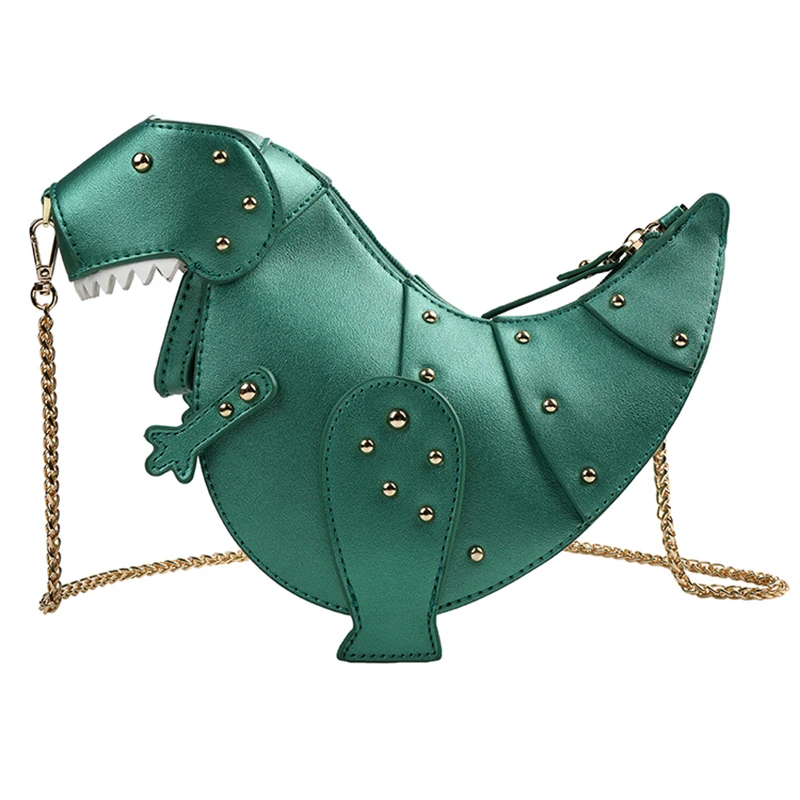 

Designer Rivet Dinosaur Chains Messenger Bags for Women Bags Purse PU Leather Shoulder Crossbody Bags Ladies Girls Brands Chic