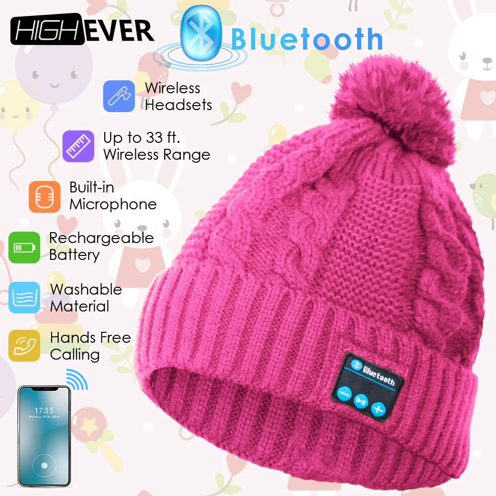 Highever розовый Женская мода зима Открытый Бег 10 м Диапазон Bluetooth Беспроводная шляпа