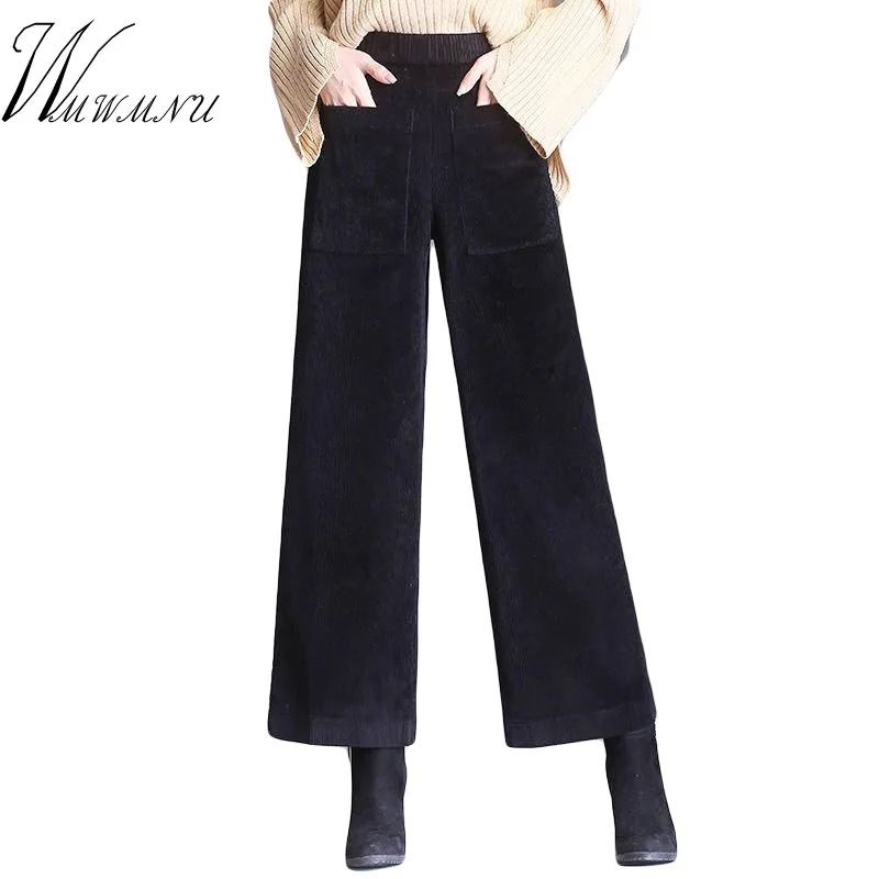Woherb S 3XL 2018 Women Corduroy Pants Autumn Winter