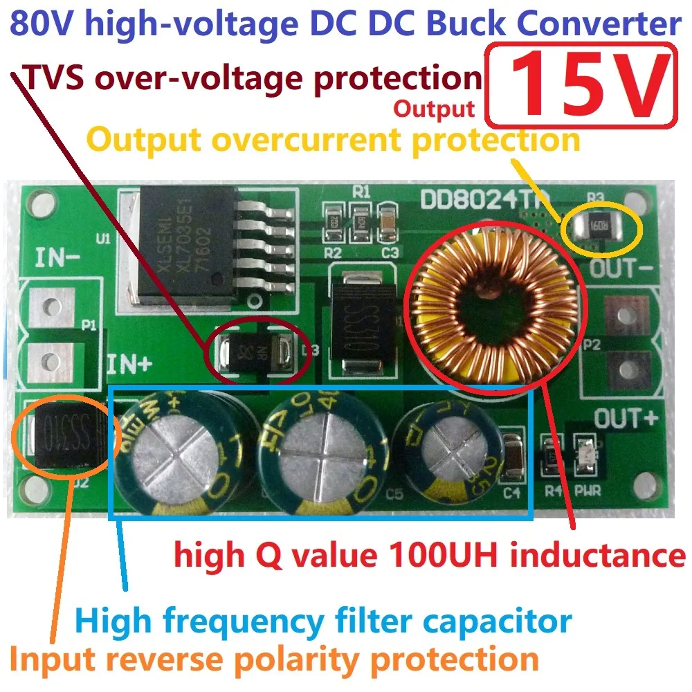 Понижающий преобразователь напряжения 12 Вт 80 24 в 15 HV DC DC|voltage regulator|power modulemodule dc to |