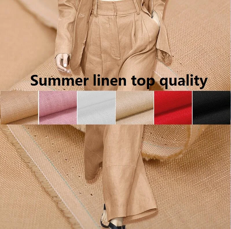 

In the summer of 2017 high-end boutique flax linen fabric 6 color into solid color cloth shirt pants love impervious breathable