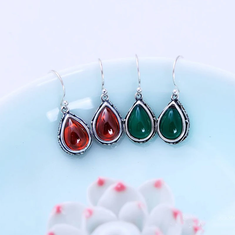 MetJakt-Vintage-925-Sterling-Silver-Garnet-Drop-Earring-Green-Natural-Agate-for-Women-Wedding-Party-Luxury (2)