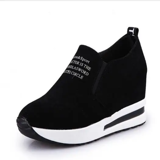 Flock New High Heel Lady Casual black/Red Women Sneakers Leisure Platform Shoes Breathable Height Increasing Shoes