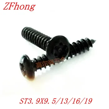 

100pcs/lot ST3.9*9/13/16/19/25/32 M4 Six-Lobe black Torx pan head self tapping screw