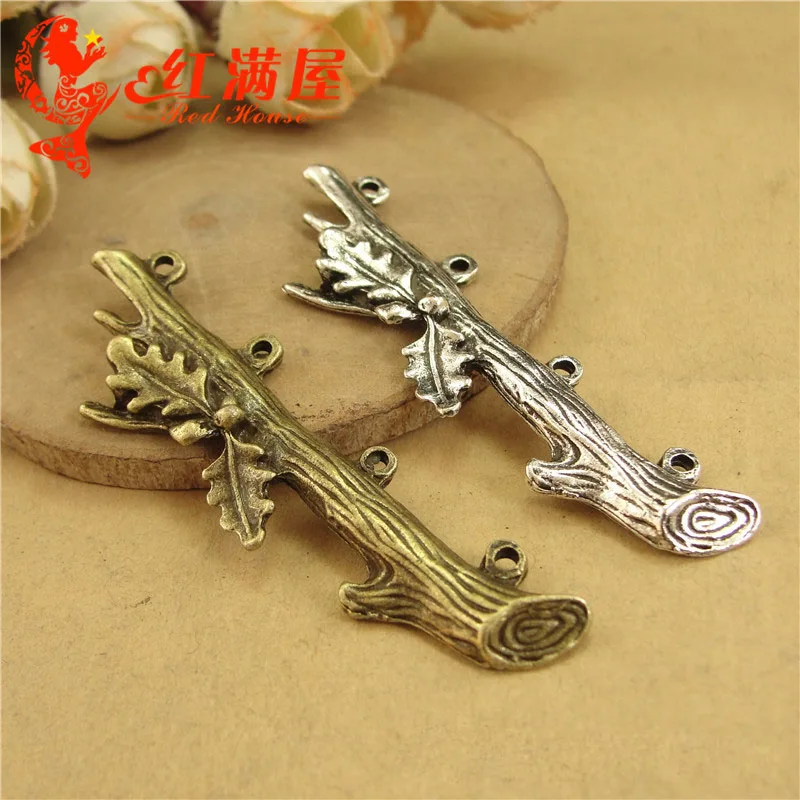 

15pcs 16*50MM antique bronze metal branch porous connector charms, tibetan silver tree trunk leaf pendants DIY accessories new
