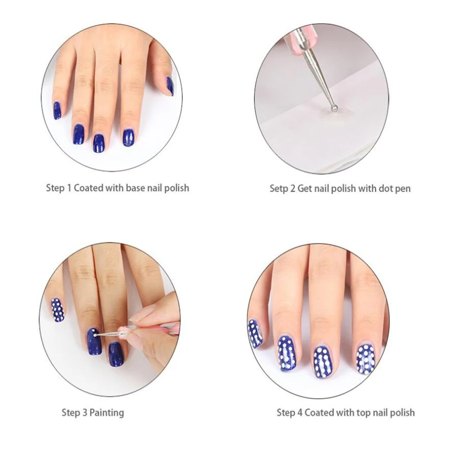 10 pcs2 способ 2 расставить Marbleizing Живопись Pen Уход за ногтями детей Инструменты Дизайн ногтей комплект в горошек