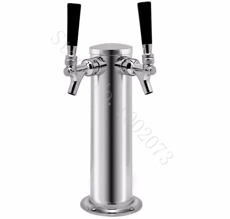 Double 2 Tap Stainless Steel Draft Beer Tower Kegerator Dual Chrome Faucets Homebrewing (4)