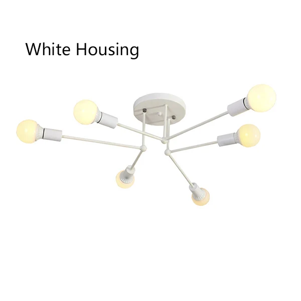 Скандинавская светодиодная люстра с E27 лампочками, 6 головок, подвесной потолочный светильник для гостиной, спальни, дома, люстра, потолочные светильники - Цвет абажура: White Housing