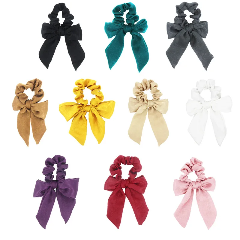 

New arrival Fashion women lovely big knot bow Hair bands cute DIY hair scrunchies girl's hair Tie Accessories Ponytail Holder