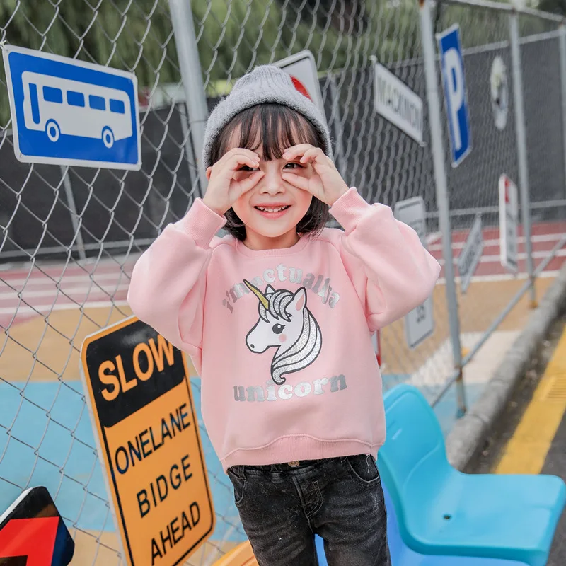 

family matching outfits long sleeves round neck cotton cartoon unicorn t-shirts mother and daughter kids sports clothes
