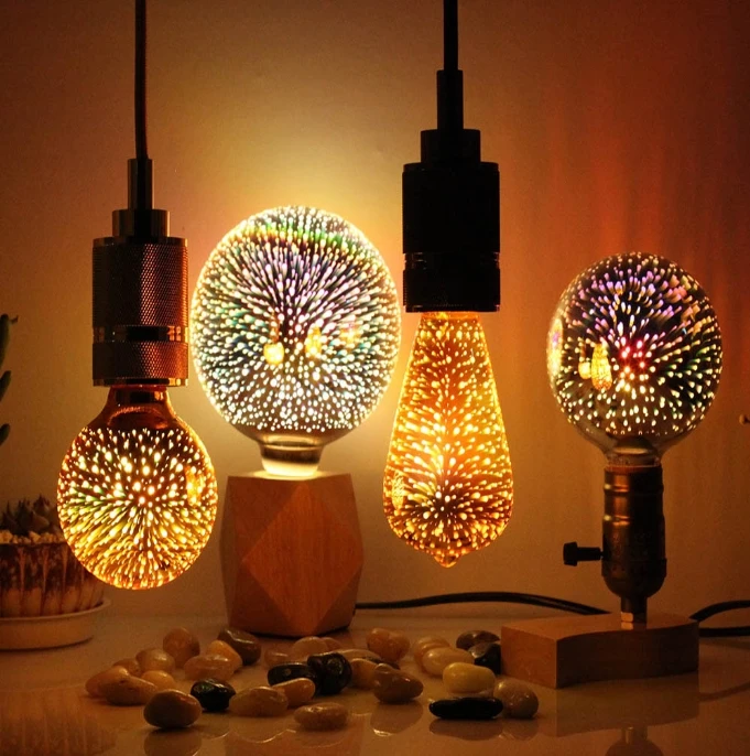 

3D Led Bulb Star E27 Vintage Industrial Retro Edison Pendant Led Retro Fireworks Lighting Lamps For Bedroom Colorful Lights Bar