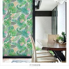 Пользовательские европейский стиль для матирования оконного стекла пленка, самоклеющиеся электростатические наклейки на стекло, Тропическое декоративное растение пленки