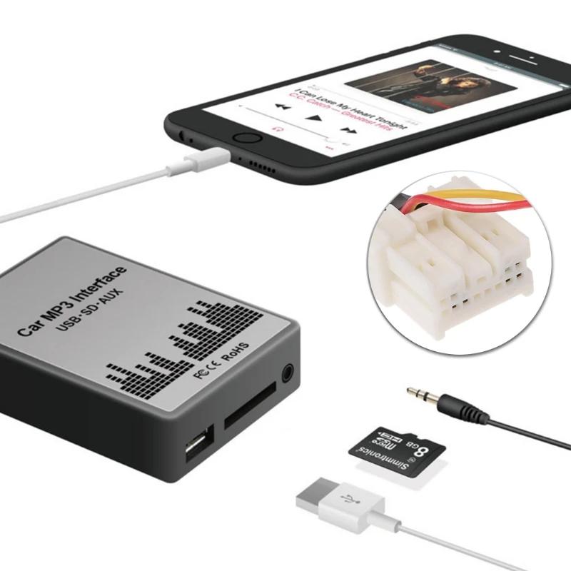  Reproductor de música AUX MP3 USB SD con estilo para el coche adaptador de cambiador de CD para Nis