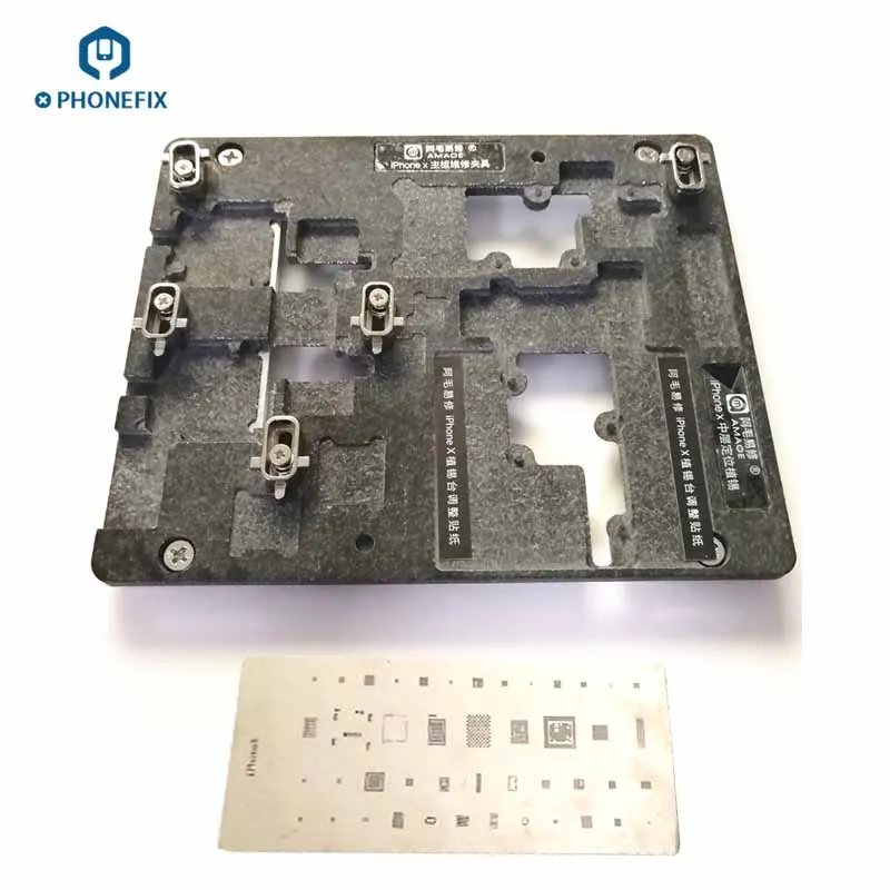 

PHONEFIX PCB Motherboard Jig Fixture Positioning Reballing Tool For iPhone X Mainboard Fix Holder Station With Soldering Stencil