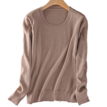 

LHZSYY 2019 Cashmere Sweater Women Sweaters and Pullovers Women Fashion o Neck Solid Color Long sleeve S-XXXL Knitted Sweater