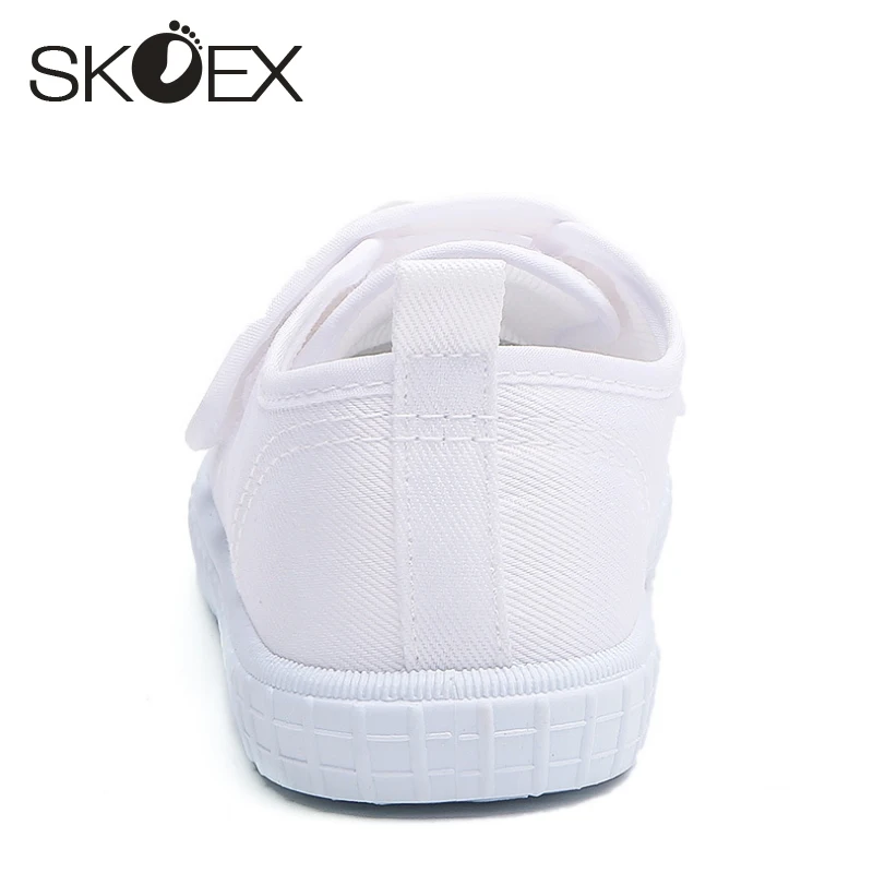 SKOEX/детская белая парусиновая обувь; сезон весна-осень; кроссовки для мальчиков и девочек; спортивная обувь; детская обувь принцессы на плоской подошве; школьная обувь; Белая обувь