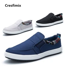 Cresfimix chaussures pour hommes Мужская Удобная дышащая парусиновая обувь мужские стильные весенне-Осенняя обувь без шнуровки обувь a2354