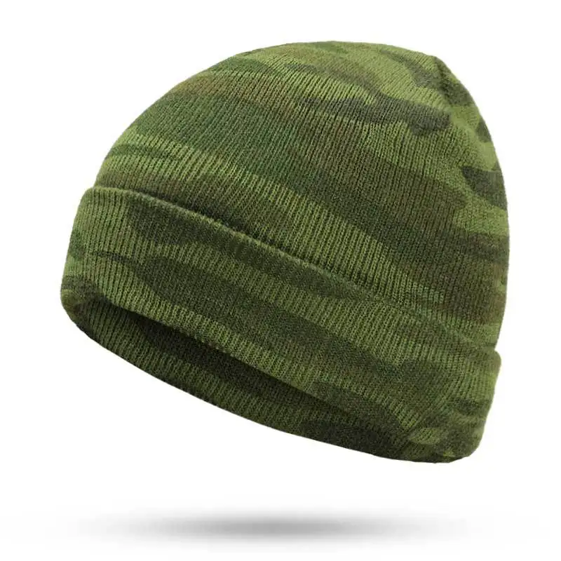 

Winter Hats Camouflage Beanie Hat Man Knitted Beanies for Men Green Bonet