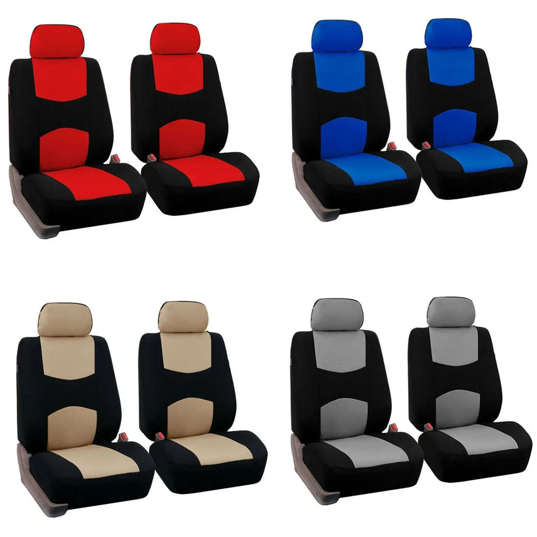 Dewtreetali 4pcs set Universal Car Seat Cover Full Set Car Seat Protector Four Seasons Black Beige