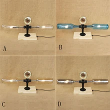 Современный витраж абажур бутылка настольная лампа винтажные часы настольные освещение включающие G4 лампа для спальни прикроватной 220 V