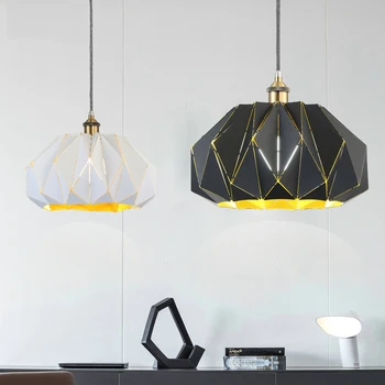 

New Modern Pendant Lighting Novelty black White Iron Decor Lamp