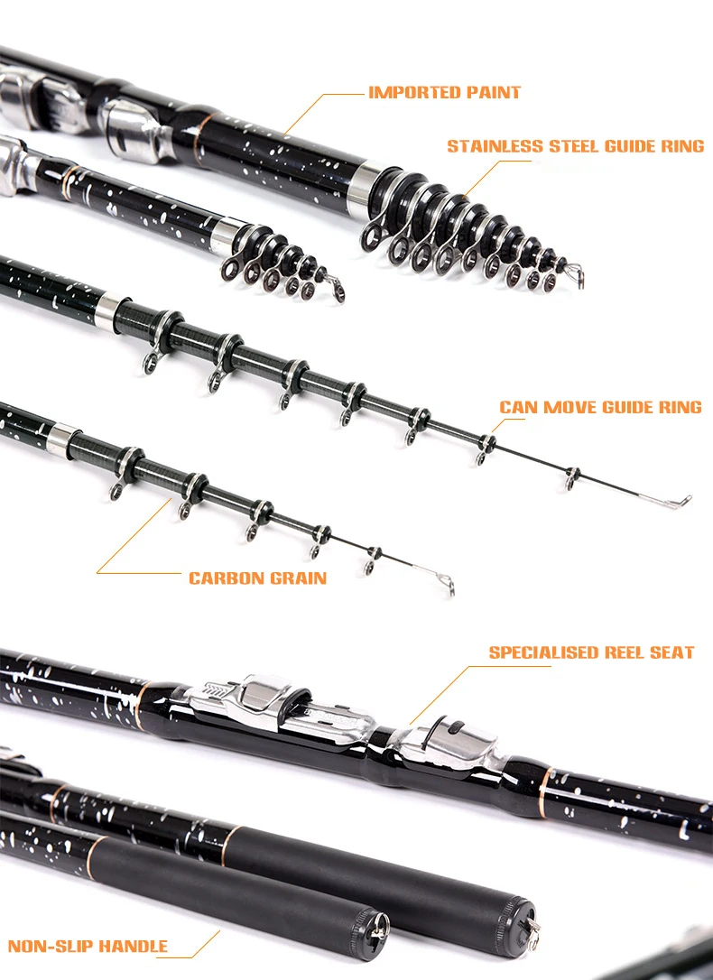 Новинка года углерода fribe жесткий Портативный Рок Удочка 1,8 м 2,1 М 2,4 М 2,7 М 3,0 М 3,6 м телескопическая удочка Спиннинг рыболовная удочка